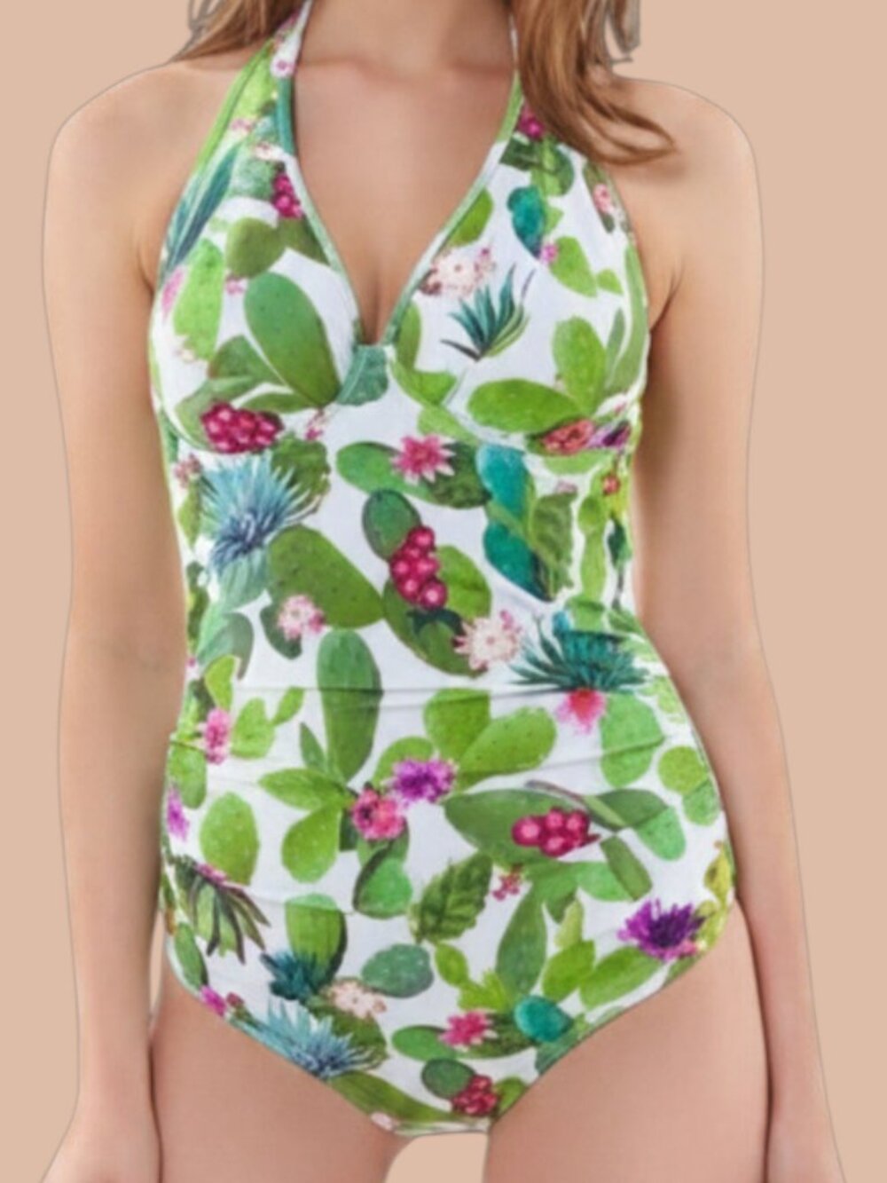 Like new Freya Cactus Print Underwire Halter One Piece Swimsuit US 32H Medium